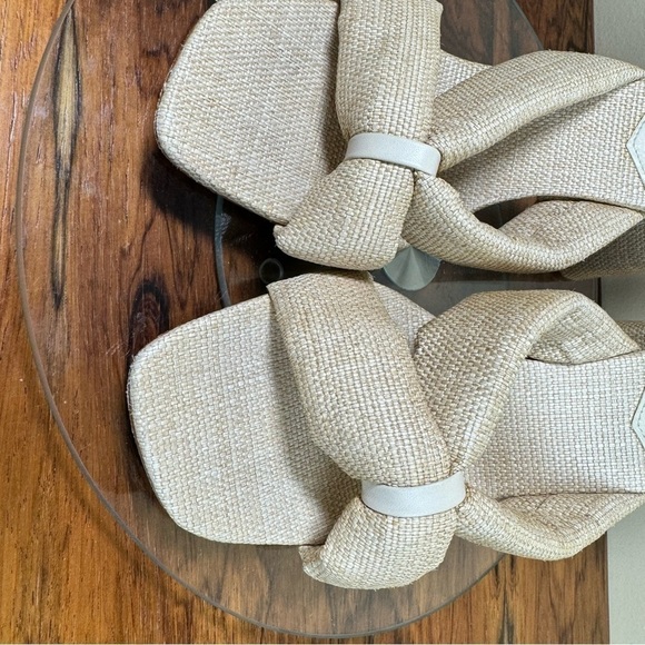 Schutz Fairy Crisscross Heeled Slide Sandals - natural - Picture 12 of 16